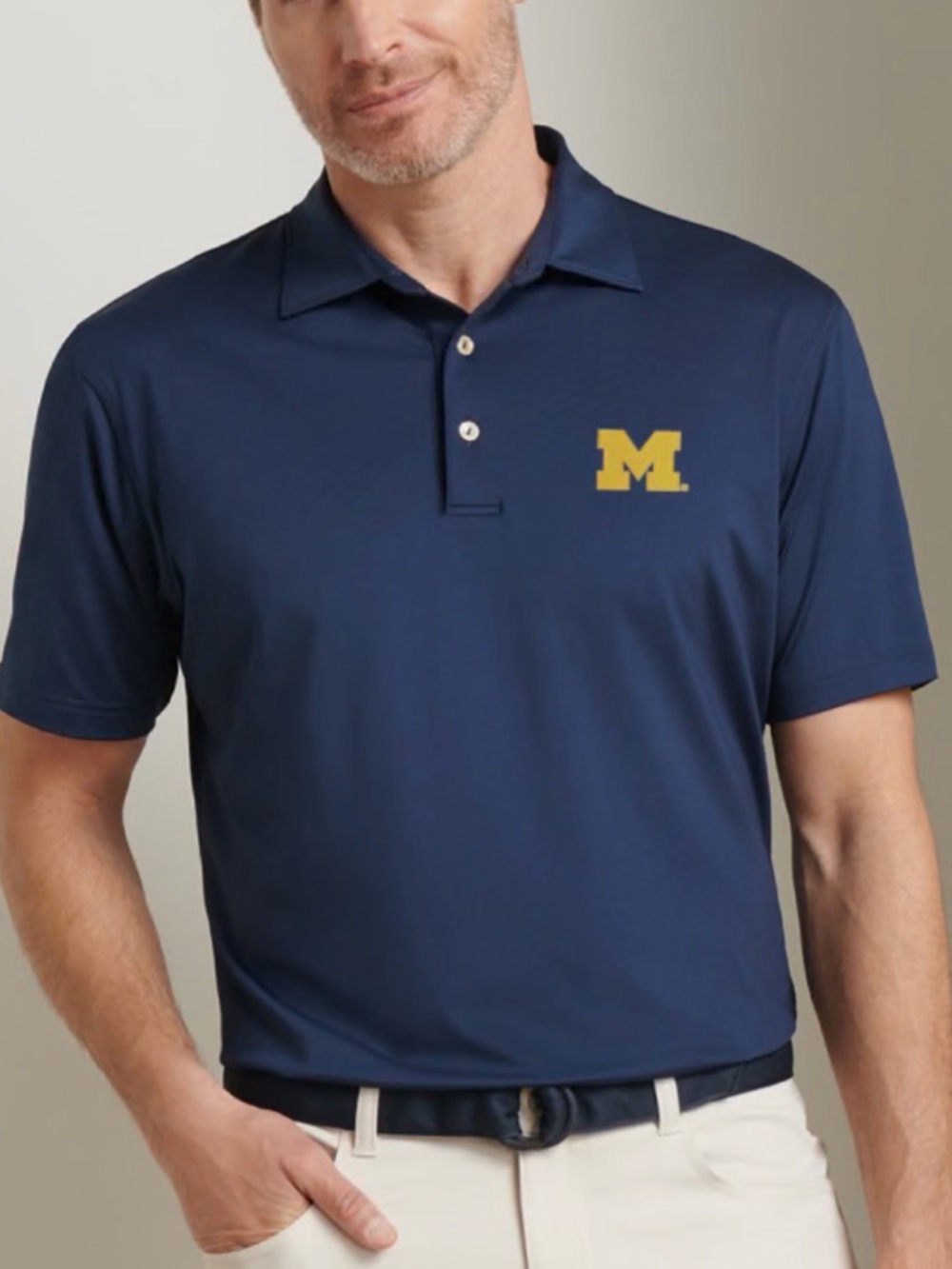 Peter Millar Navy Polo with Gold 'M' Chest Logo XL